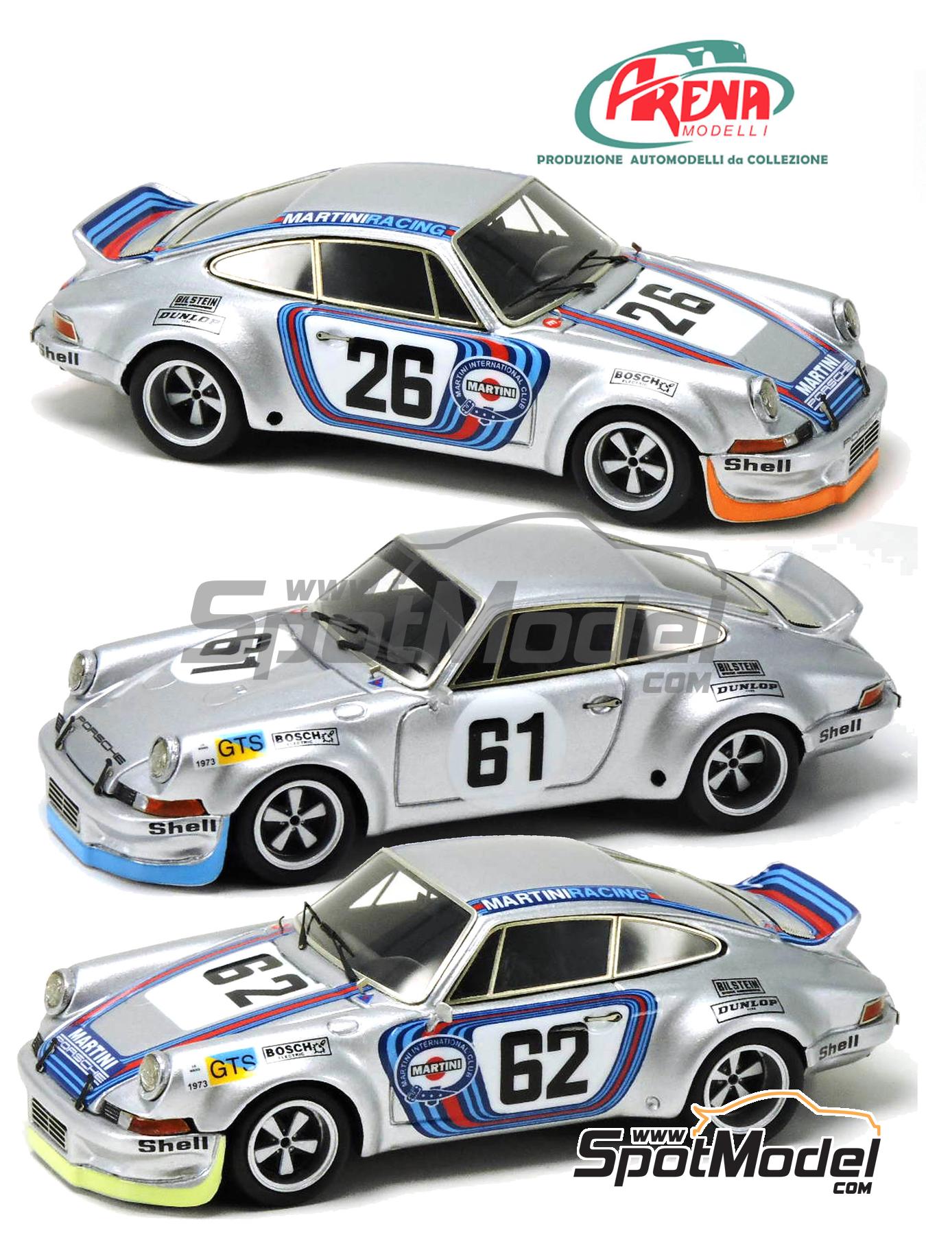 Porsche 911 Carrera RSR Martini International Racing Team - 1000 Kilometers  Dijon, Le Mans 4 hours 1973. Car scale model kit in 1/43 scale manufacture